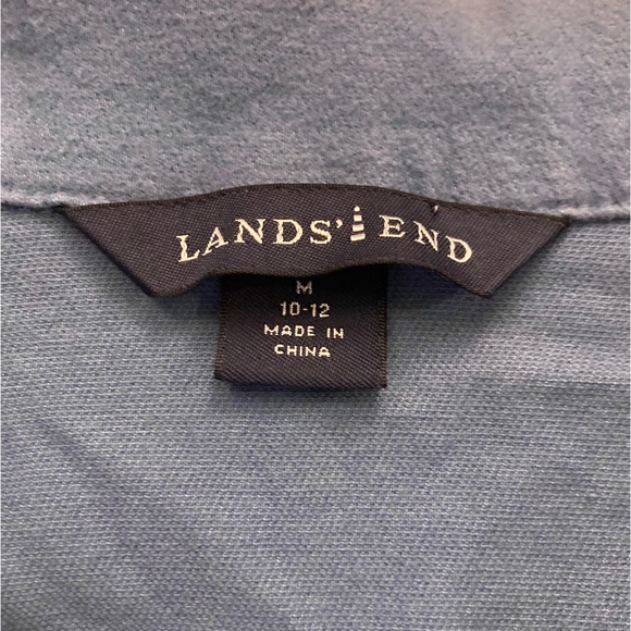A02 Lands End Jacket 90s 80s Cotton Denim Blue Jean Chino sz Medium (10-12) - Picture 2 of 11